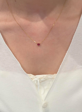 红色椭圆项链轻奢小众高级感百搭