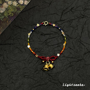 S925纯银星星彩色编绳手链女款新中式多巴胺甜美铃兰花手饰高级感