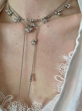 爆闪银色铃兰花朵碎冰冰项链气质