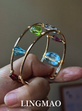多彩仿宝石镂空手镯轻奢小众气质