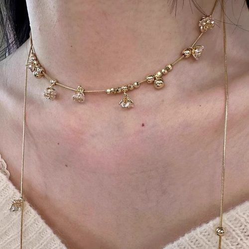 爆闪铃兰花朵碎冰冰项链精致高级