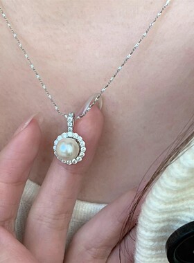 韩系太阳花仿珍珠吊坠项链高级感