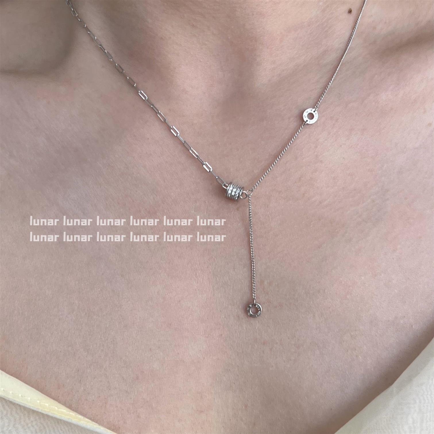 S925纯银满钻小蛮腰项链女拼接链