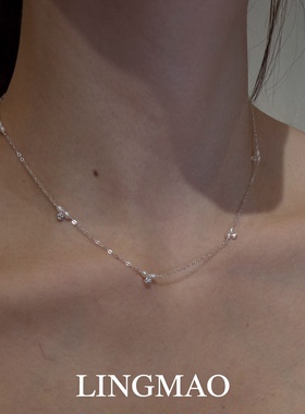 银色闪钻仿珍珠项链女高级感轻奢