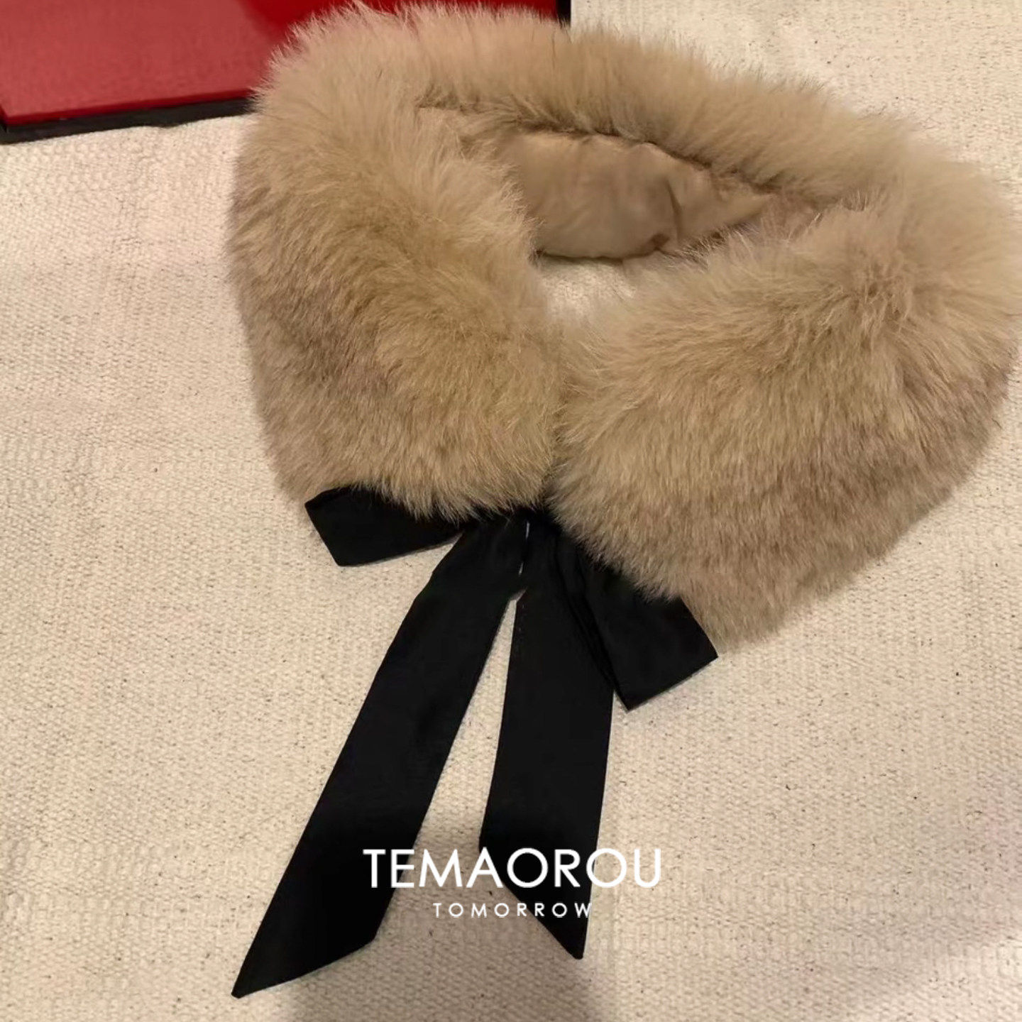 千金感！可系带貂毛围脖冬季毛领子围巾百搭保暖加厚高级感小领巾