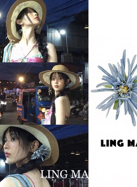 杨超越同款超仙蓝色花朵发夹温柔