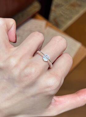 银色可转动闪钻戒指轻奢小众高级