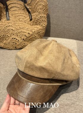 秋冬季毛呢焦糖色贝雷帽复古文艺