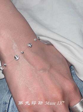 银色仿猫眼珠鱼线隐形手链高级感