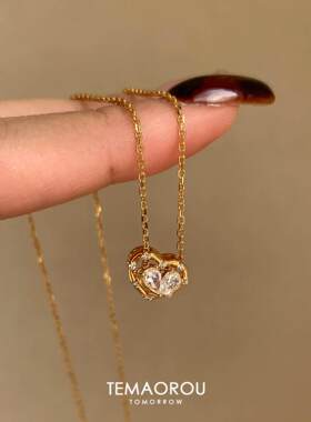 金色双拼爱心水滴项链轻奢高级感