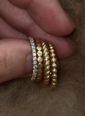 复古做旧肌理感锤纹戒指小众轻奢