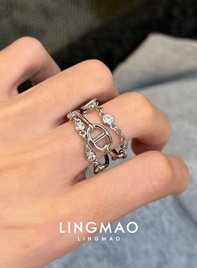 猪鼻子链条戒指轻奢小众百搭时尚