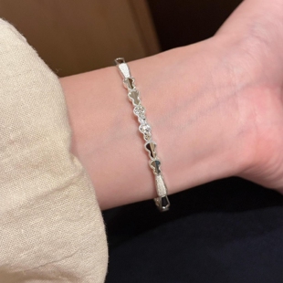 新中式银色碎冰冰葫芦开口手镯清冷感气质轻奢高级感百搭手饰手链