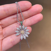 权志龙同款 平替满钻小雏菊吊坠项链女高级感轻奢夏日植物系锁骨链