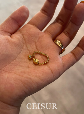 古法金色链条kt猫戒指轻奢高级感