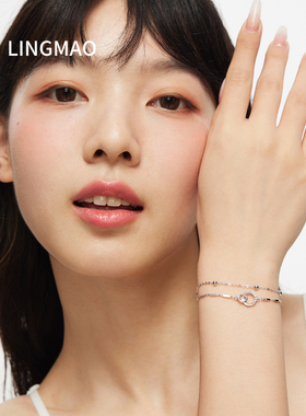 几何双环手链女生款纯银精致手饰