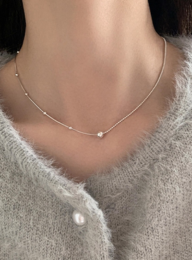 高保色小银球蛇骨项链设计感颈链