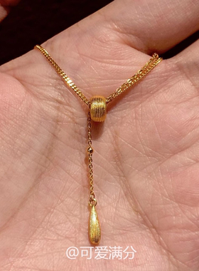 金色拉丝水滴项链轻奢小众高级感