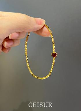 爆闪金色碎冰冰爱心串珠手链显白