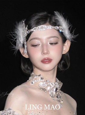 复古赫本风新娘结婚羽毛发箍气质
