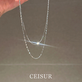 S925纯银极简双层蛇骨链项链女2025新爆款 轻奢时尚 小众高级感颈链