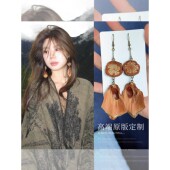 S925纯银复古植物果实耳环轻奢小众设计民族风红腾木松片耳钩耳饰