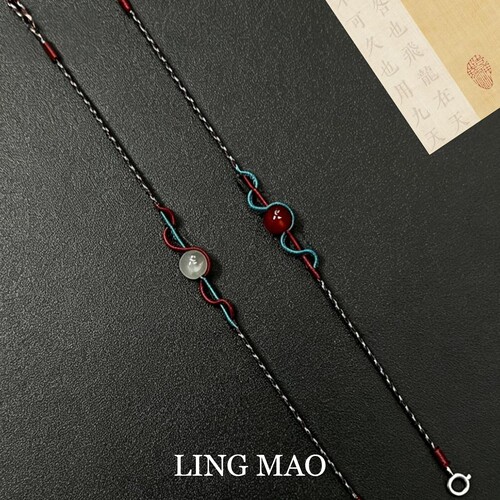 新中式撞色玛瑙波浪编绳手链