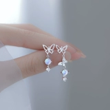 Летние серьги, серебро 925 пробы, лунный камень, коллекция 2023, изысканный стиль, легкий роскошный стиль