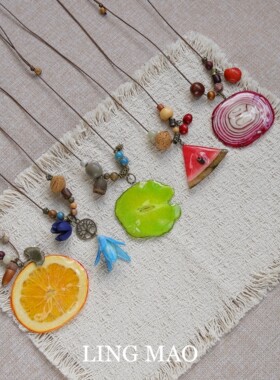 滴胶干花水果切片项链度假风百搭