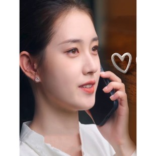 盛夏芬德拉白清玫郭宇欣同款爱心耳钉2025新款爆款高级感耳环耳饰