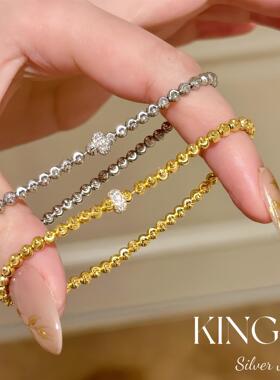 金色花球仿猫眼珠串珠手链高级感