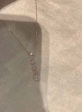 爆闪人鱼泪水滴项链轻奢小众气质