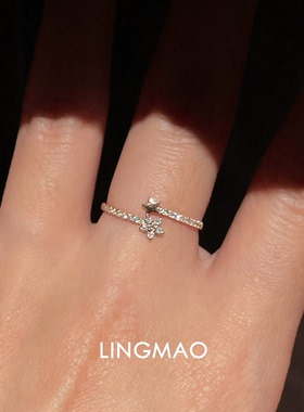 金色mini点钻星星花朵戒指高级感