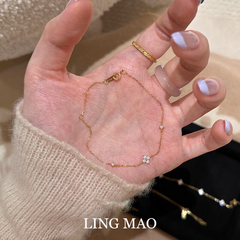 金色四叶草极细款手链女轻奢高级感贵气手环小众设计精致气质新款