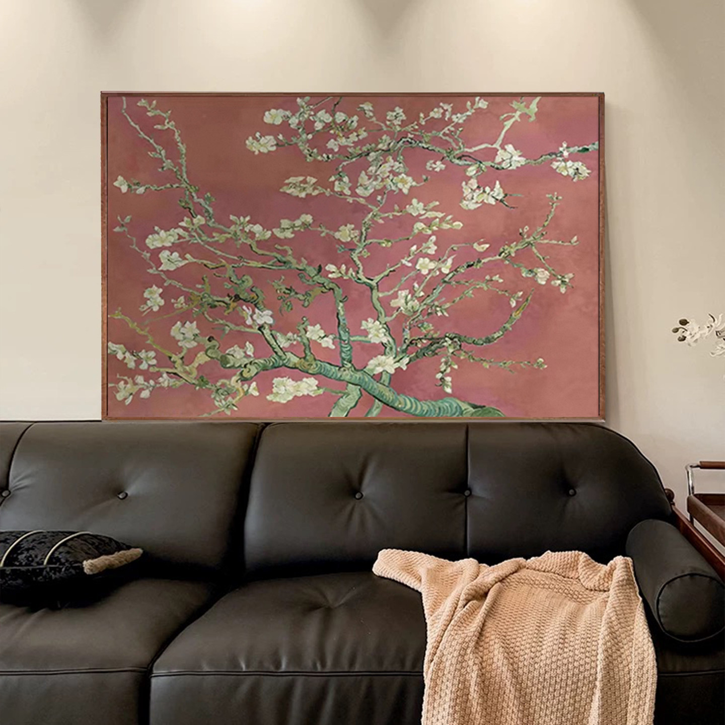 《杏花》纯手绘油画玄关复古壁画