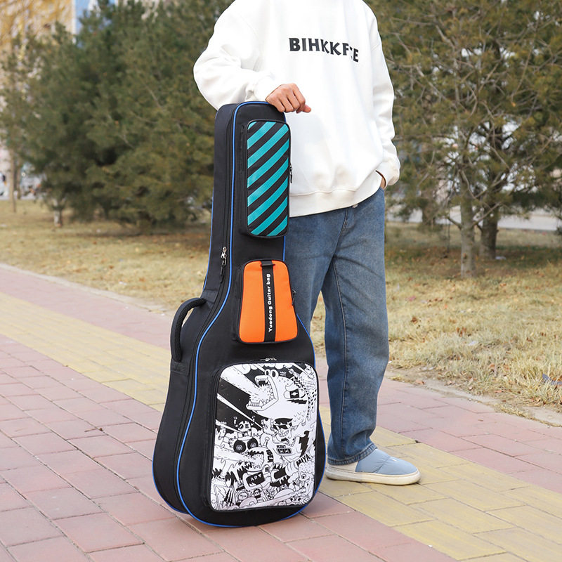 加厚吉他包40/41寸民谣吉它袋双肩背大容量多口袋乐器琴套涂鸦潮