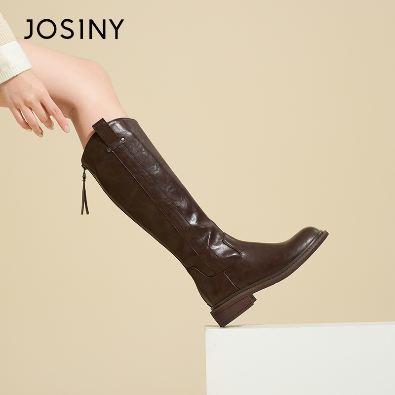 卓诗尼正品美拉德复古百搭长筒靴