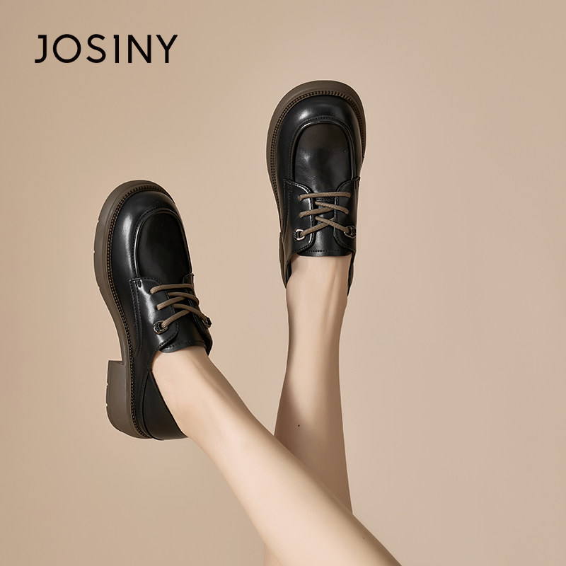 卓诗尼英伦风牛津鞋女2026春季新款系带舒适休闲小皮鞋百搭单鞋子