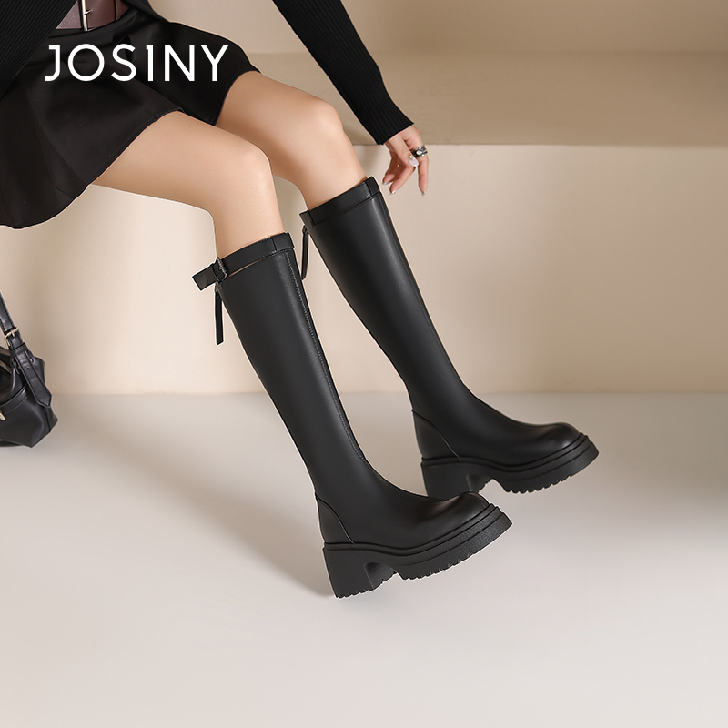 卓诗尼正品百搭帅气复古长筒靴女