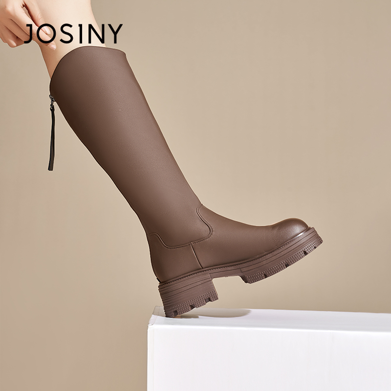 卓诗尼正品复古百搭显瘦加绒长靴