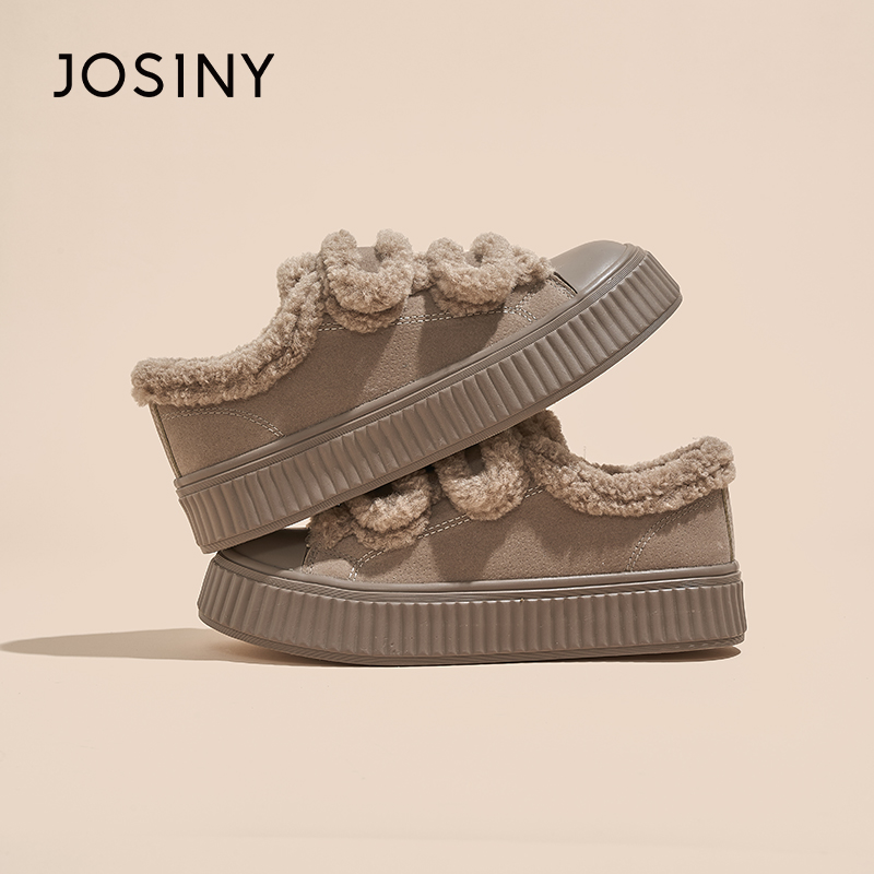 卓诗尼正品加绒保暖棉鞋毛毛鞋女