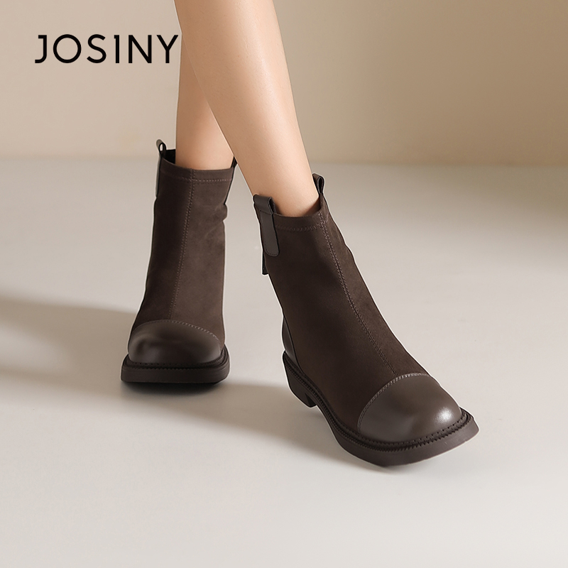 卓诗尼正品显瘦加绒复古时装靴