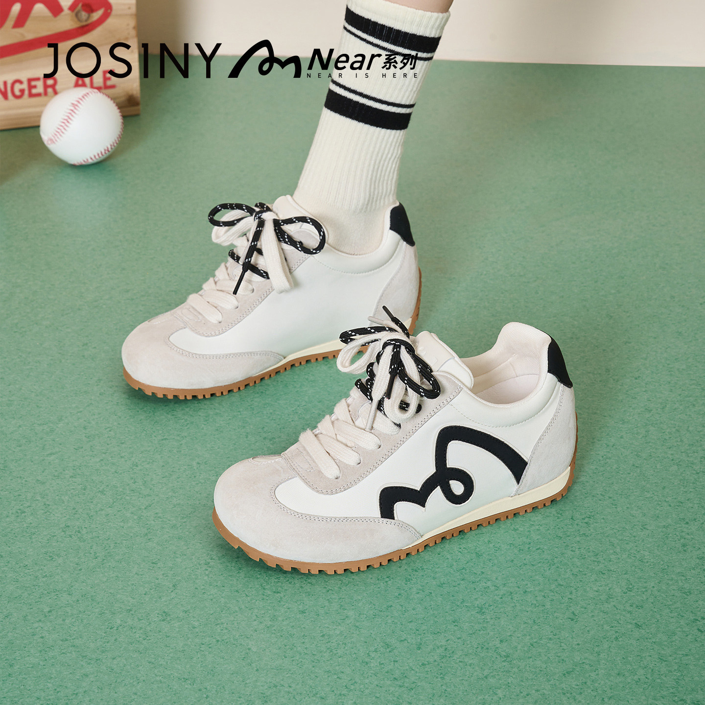 卓诗尼复古德训鞋女2026春季新款内增高软底拼接减龄百搭小白鞋子,女鞋,德训鞋,淘宝优惠券,粉丝福利购,淘宝优惠卷