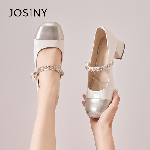 卓诗尼正品珍珠水钻玛丽珍单鞋