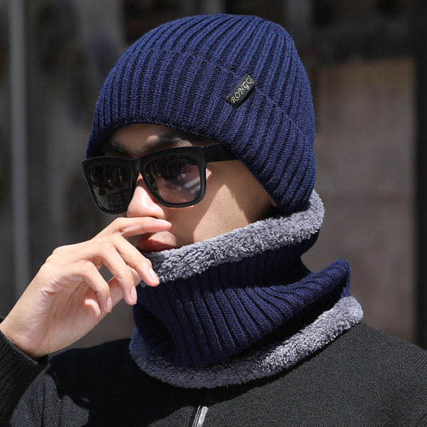 帽子男士冬天针织帽骑车户外加厚护耳帽防风保暖帽秋冬季毛线帽子