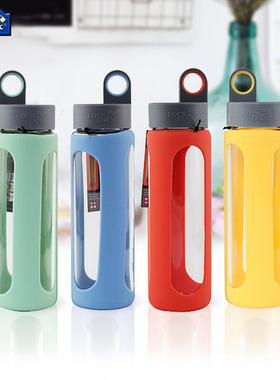 乐扣乐扣LOCK 耐热玻璃硅胶套水杯子LLG933容量510ml便携手提茶杯