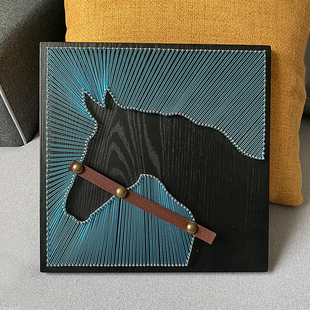 手工diy减压钉子绕线画材料包弦丝画送朋友装饰马到成功定制礼物