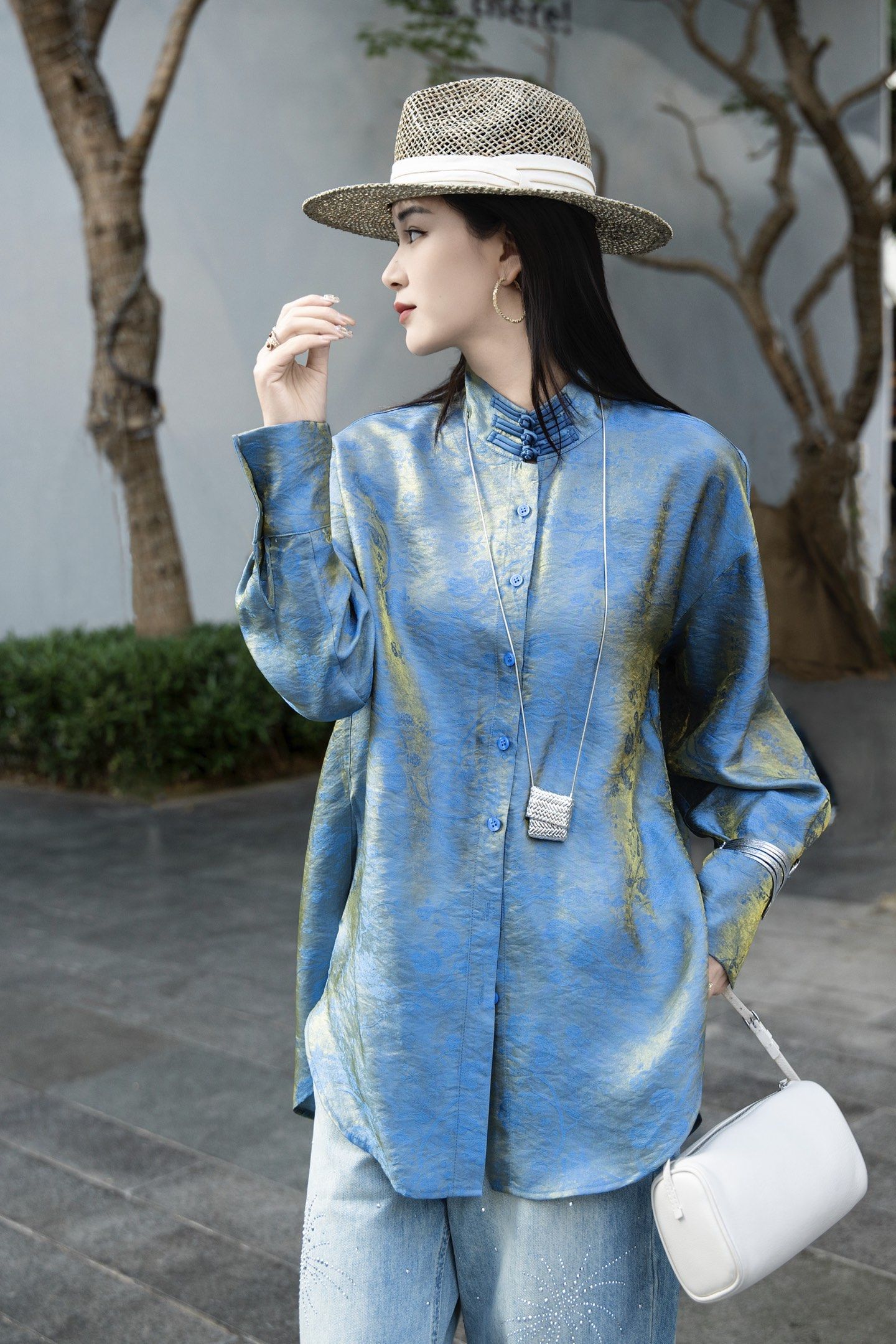 欧货人丝浮光锦面料新中式提花立领盘扣显瘦减龄百搭国风衬衫上衣,女装/女士精品,衬衫,淘宝优惠券,粉丝福利购,淘宝优惠卷