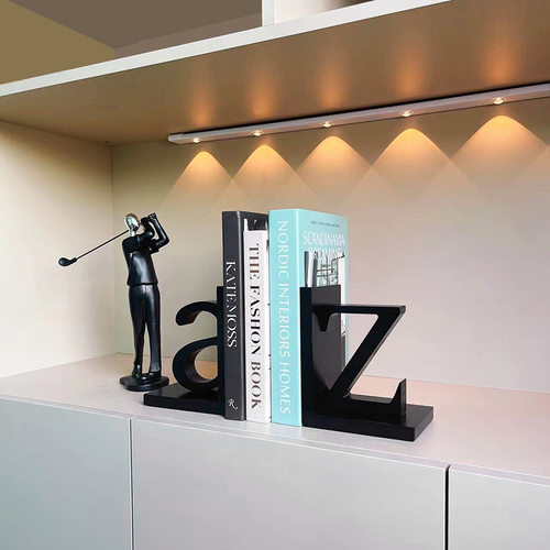 北欧简约现代办公室字母书挡书立书柜样板房软装饰品仿真书架摆件