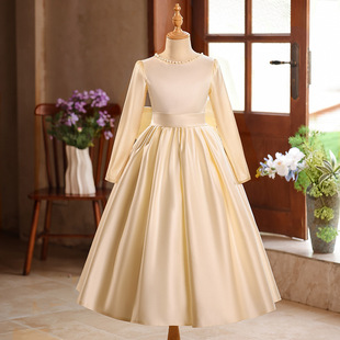 女童简约公主裙钢琴主持人模特考级演出儿童生日蓬蓬高端大码礼服